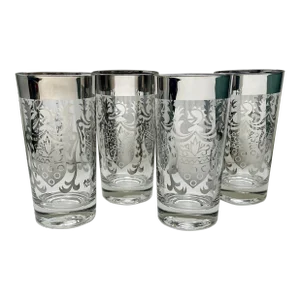 Vintage Silver Kimico Coat of Arms Tumblers- Set of 4