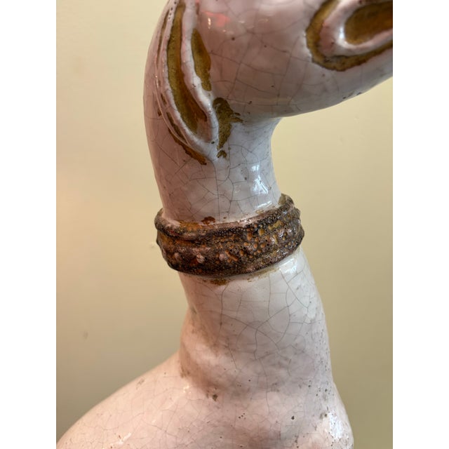 1970s Italian Terracotta Glazed Greyhound on Seated Base For Sale - Image 10 of 12