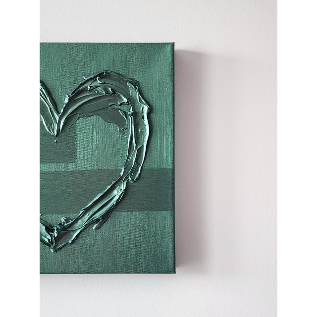 2020s Metallic Green Abstract Heart Painting For Sale - Image 5 of 7
