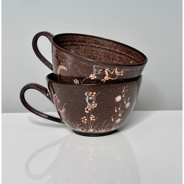 Ceramic Studio Ceramic Cups with Plant and Animal Decor from Elli & Walter Serocka, Germany, 1970s, Set of 2 For Sale - Image 7 of 15
