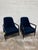 Modern Modern Navy Blue Velvet Slope Lounge Chairs - A Pair For Sale - Image 3 of 9