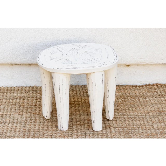 1950s Artisanal White Carved Nupe Coffee Table For Sale - Image 5 of 8