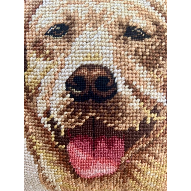 Vintage Golden Retriever Needlepoint Pillow For Sale - Image 4 of 8