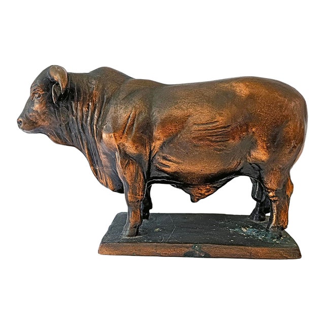 1969 Vintage Santa Gertrudis Breeders International Bronze Bull Trophy Statue For Sale