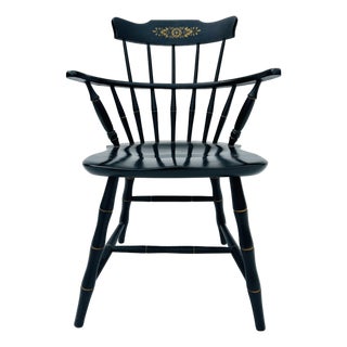 Vintage Nichols & Stone Black Stenciled Windsor Chair For Sale