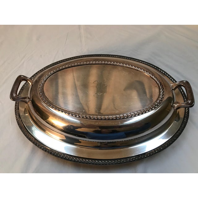 Mid-Century Modern Silver Covered Meat Dish Monogram H For Sale - Image 3 of 8