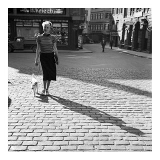 Lady Walking the Dog at Cafe Kriech, Stuttgart Germany, 1935 For Sale