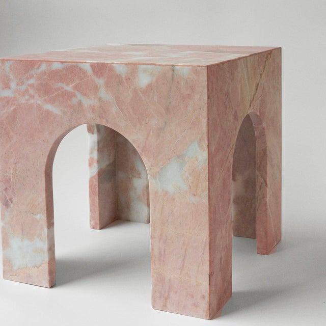 Postmodern Pink Marble Arch Side Table from Kiwano Concept For Sale - Image 3 of 8
