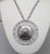 1970s Vintage 1970s Signed Monet Rhodium Plated Round Menander Pattern Pendant Necklace For Sale - Image 5 of 8