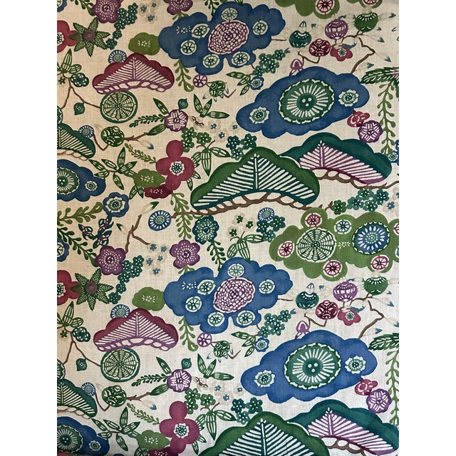 Traditional Schumacher Yume Linen Fabric 2 Yards in Emerald For Sale - Image 3 of 6