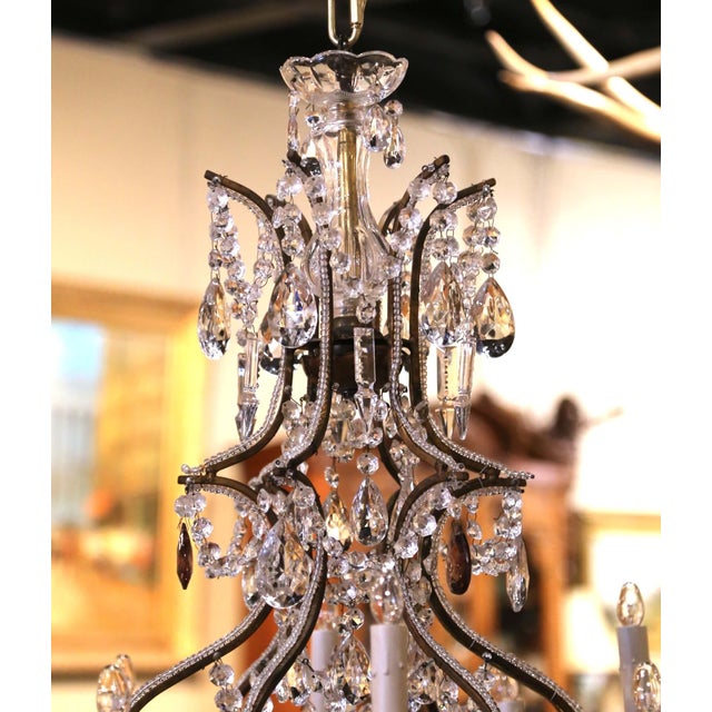Italian 19th Century Italian Crystal and Patinated Iron 12-Light Chandelier For Sale - Image 3 of 10