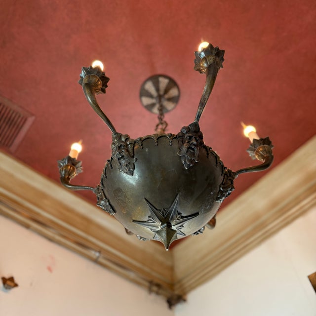 Dramatic Metal Empire Chandelier For Sale - Image 4 of 8