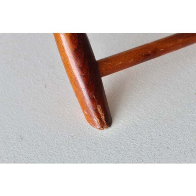 Vintage French Beechwood and Tapestry Folding Luggage Rack Nailhead Detail For Sale - Image 17 of 18