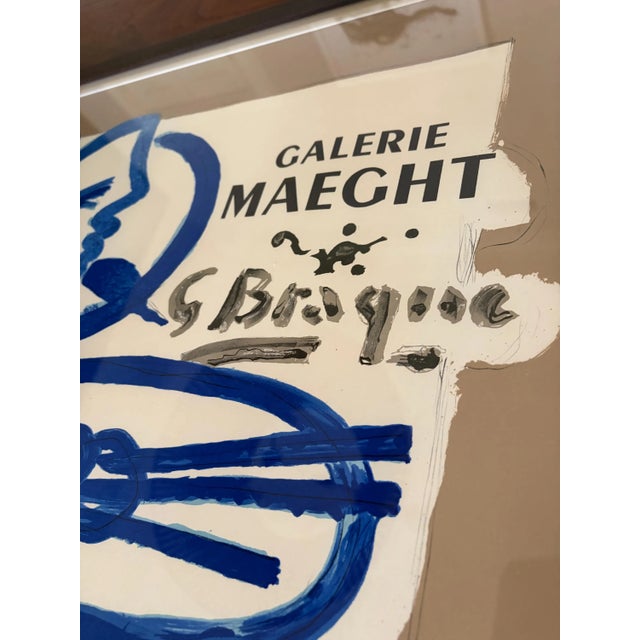 Original Vintage Georges Braque Galerie Maeght Exhibition Poster Framed French Modernism For Sale In Houston - Image 6 of 11