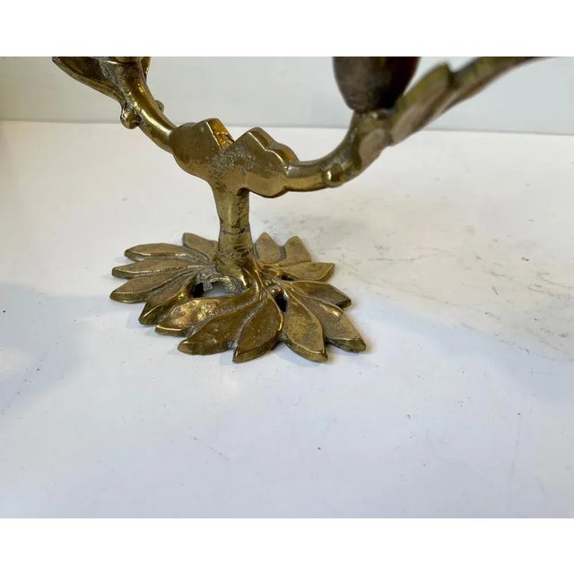 1970s Vintage Brass Italian Leaf Candleholder, 1970s For Sale - Image 5 of 6