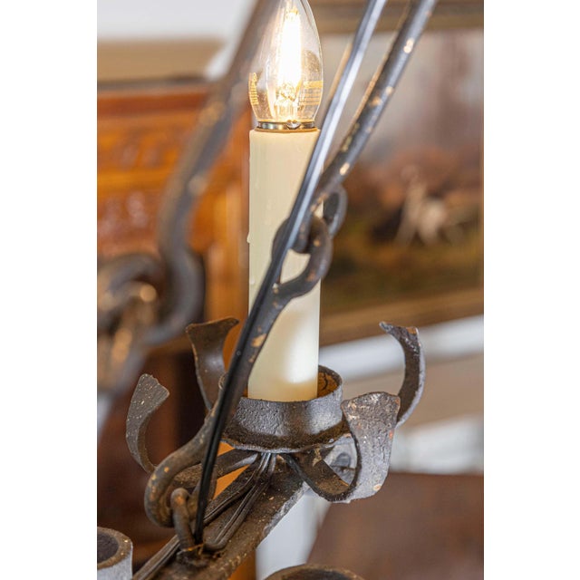 Mid 20th Century French Wrought Iron Chandelier For Sale - Image 11 of 12
