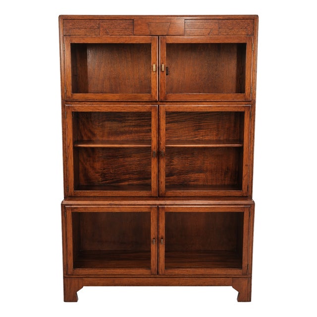 Vintage Art Deco Glazed Mahogany Sectional Bookcase from Minty Oxford, 1930s For Sale