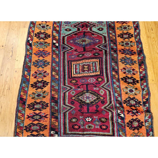 Red Antique Handwoven Anatolian Village Rug, Wool, Prayer Design, 1880s, 4' x 6' For Sale - Image 8 of 14