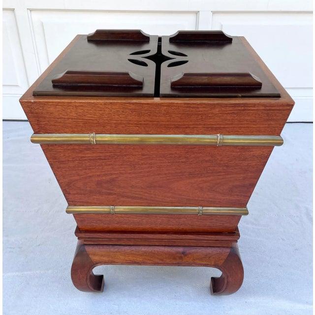 George Zee Mid-Century Rosewood and Brass Beverage Ice Box Attributed to George Zee For Sale - Image 4 of 13