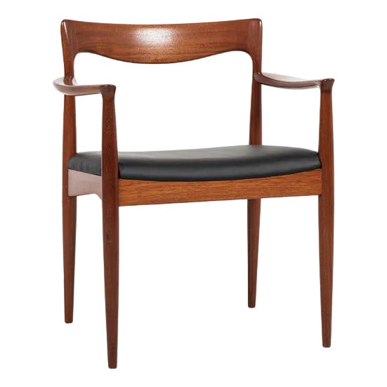 Mid-Century Danish Chair with Armrests in Teak and New Skai by Arne Vodder for Vamo, 1960s For Sale
