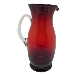 Large Biedermeier Ruby-Red Glass Jug, Bohemia, 1850 For Sale
