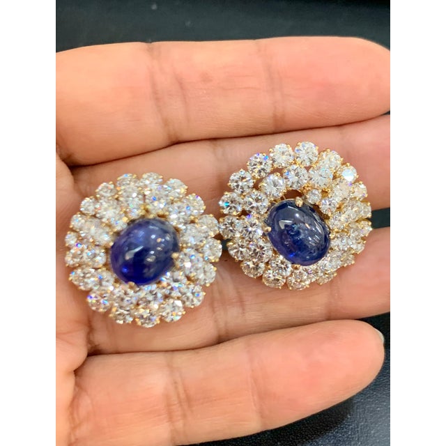 Chantecler 12 Ct Sapphire 22 Ct Diamond VS/E-F Color Ring & Earring Set 18 KYG For Sale - Image 4 of 18