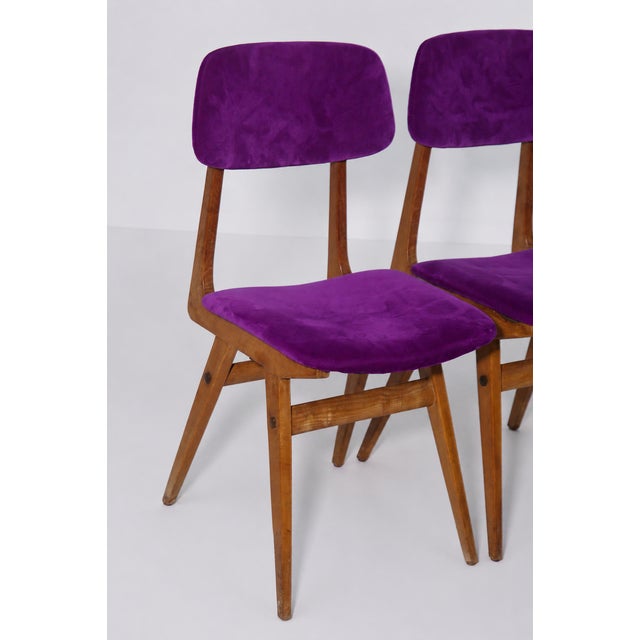 Mid-Century Modern Italian Chairs in Purple Velvet, 1960, Set of 6 For Sale - Image 12 of 13
