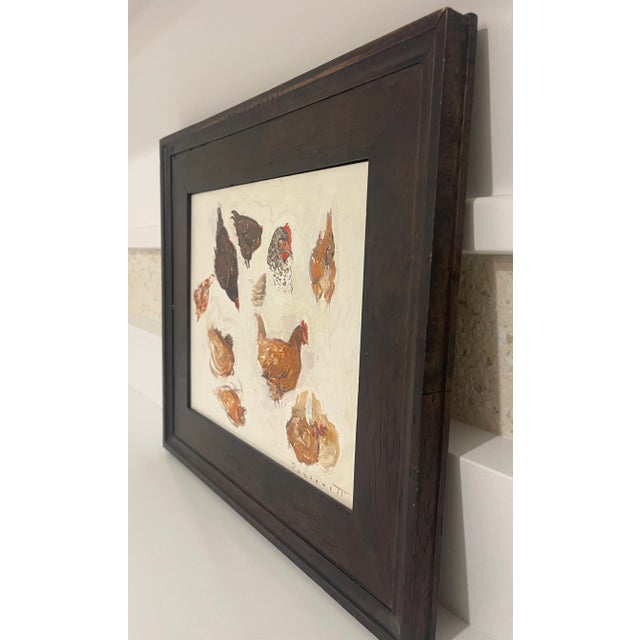 Hen Sketches by Rachel Personett. Oil on panel, 2017. From Dublin, Ireland. Dimensions: (Without frame) 9.75”W x 7.88”H x...