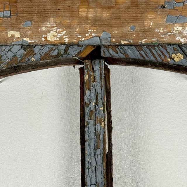 Early 20th Century Architectural Salvaged Wooden Window Frame for Wall Decor For Sale - Image 9 of 12