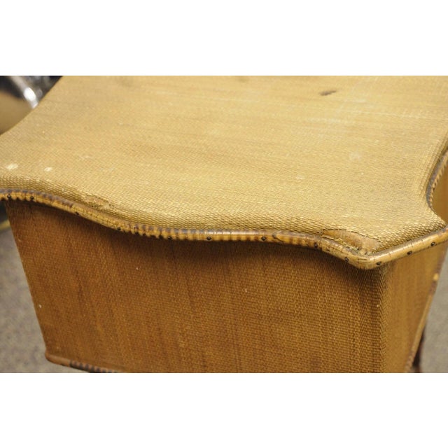 Wood Antique English Victorian Bamboo Rattan Sewing Box Work Stand Side Table For Sale - Image 7 of 12