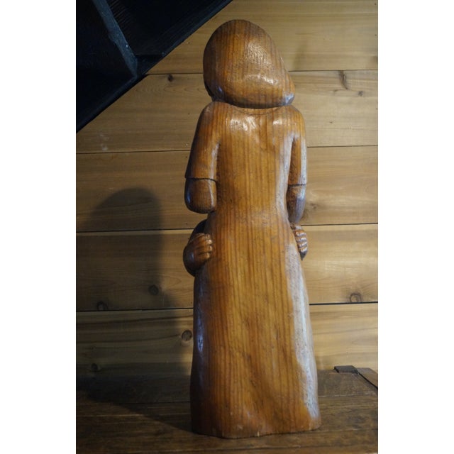 Wood Mid Century Mexican Carved Wood Sculpture Mother and Child For Sale - Image 7 of 13