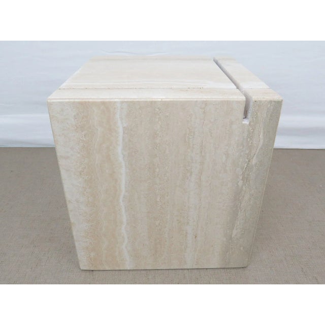 Beige 1970s Artedi Travertine and Brass Coffee Table With Glass Top Made in Italy For Sale - Image 8 of 10