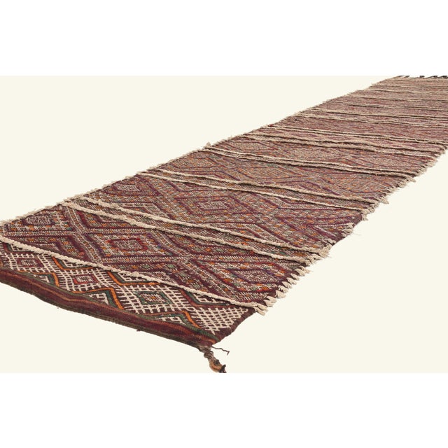 21962 Vintage Zemmour Moroccan Kilim Rug, 03'02 x 14'07. The Ancestral Covenant: A Vintage Zemmour Moroccan Masterpiece of...