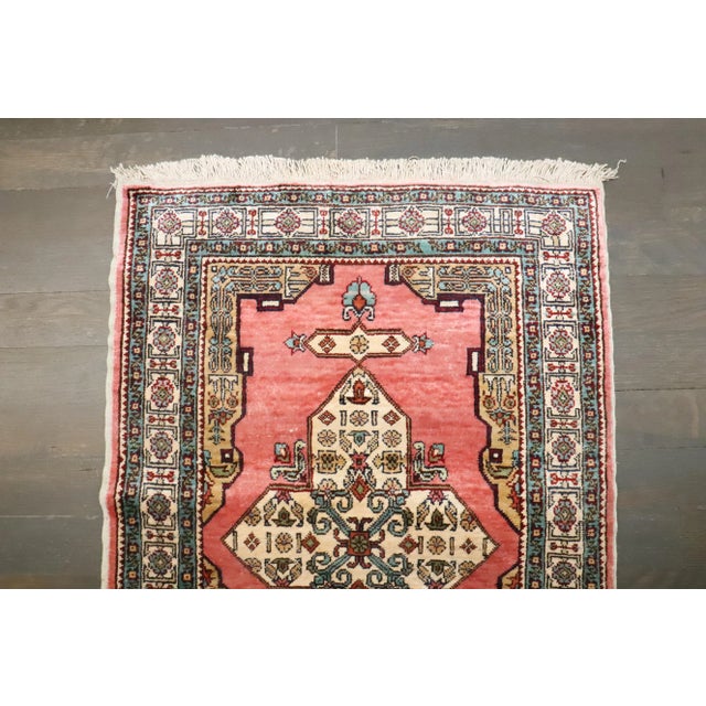 American Silk Vintage Pink Turkish Rug - 1'8" x 2'5" For Sale - Image 3 of 5