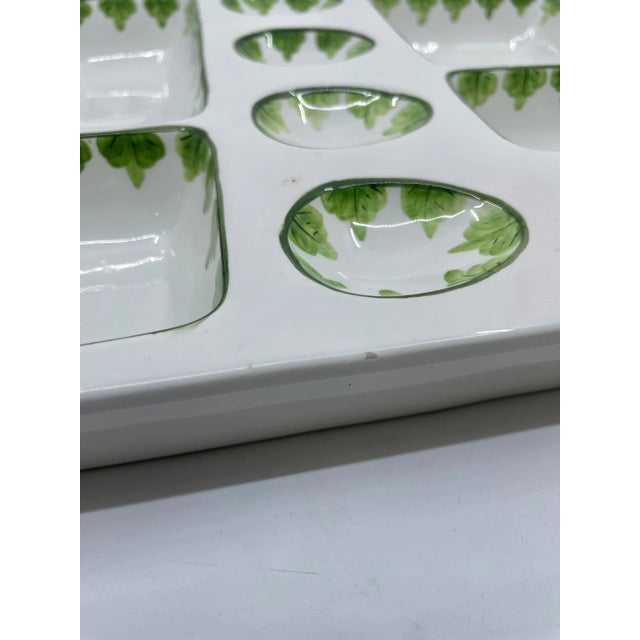 Italian Hand Painted Ivy Leaf Egg / Appetizer Serving Platter For Sale - Image 11 of 13