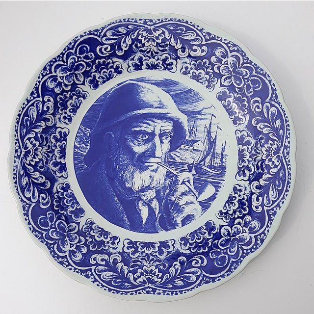 Man of the Sea Wall Plate from Boch La Louviere Delft, Belgium, 1950s For Sale - Image 3 of 8