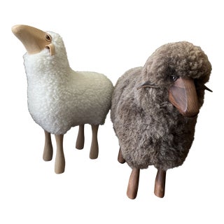 Contemporary Sheep Footstools in the Style of Hans-Peter Krafft - a Pair For Sale