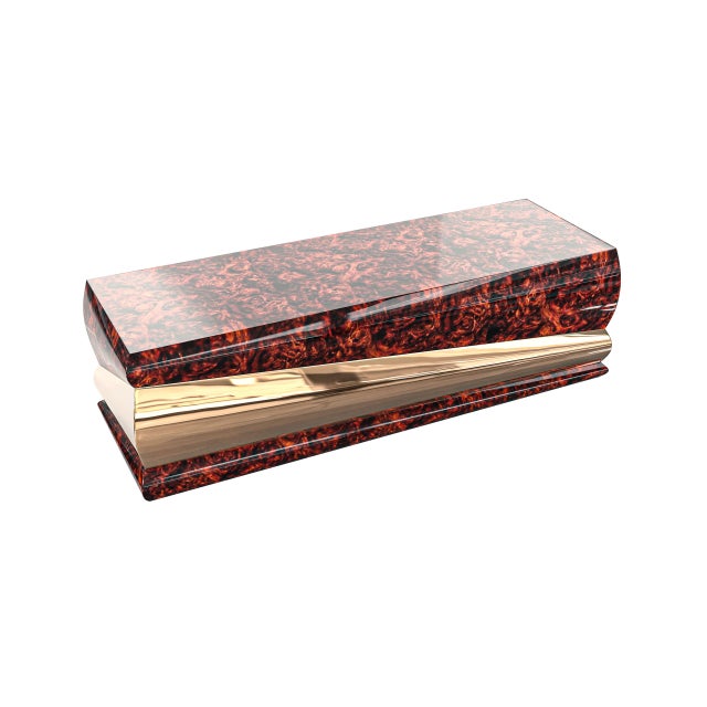 Wood "Riccio" Coffee Table With Bronze and Burl Walnut, Hand Crafted For Sale - Image 7 of 7