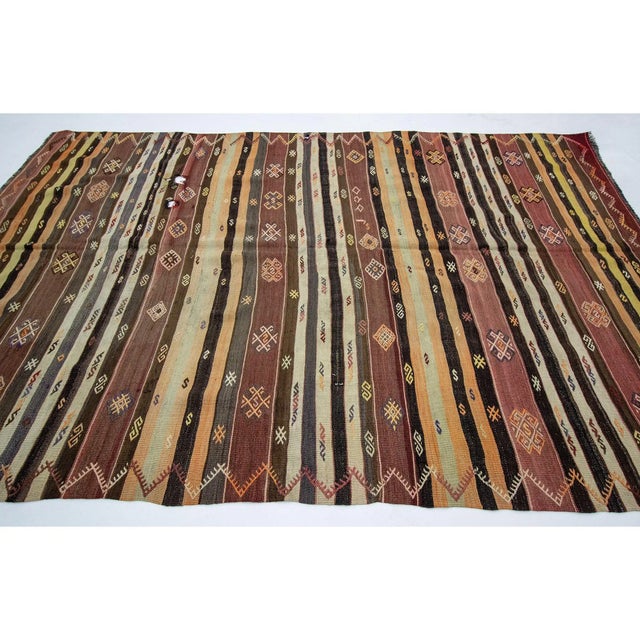 Turkish Vintage Embroidered Turkish Kilim Rug- 6′8″ × 10′ For Sale - Image 3 of 7