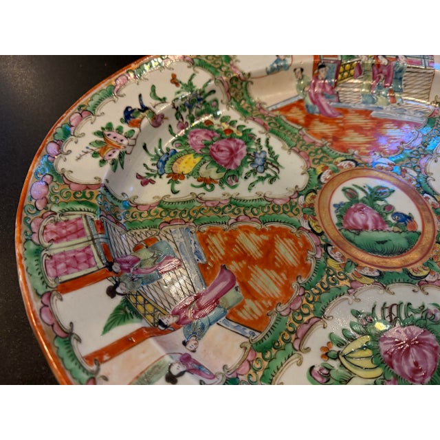Large Antique Rose Medallion Platter C 1915 For Sale In Orlando - Image 6 of 8