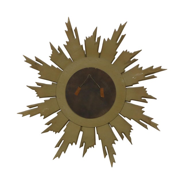 Large Sunburst Gold Leaf Sun Mirror by Deknudt, 1960s For Sale - Image 6 of 18