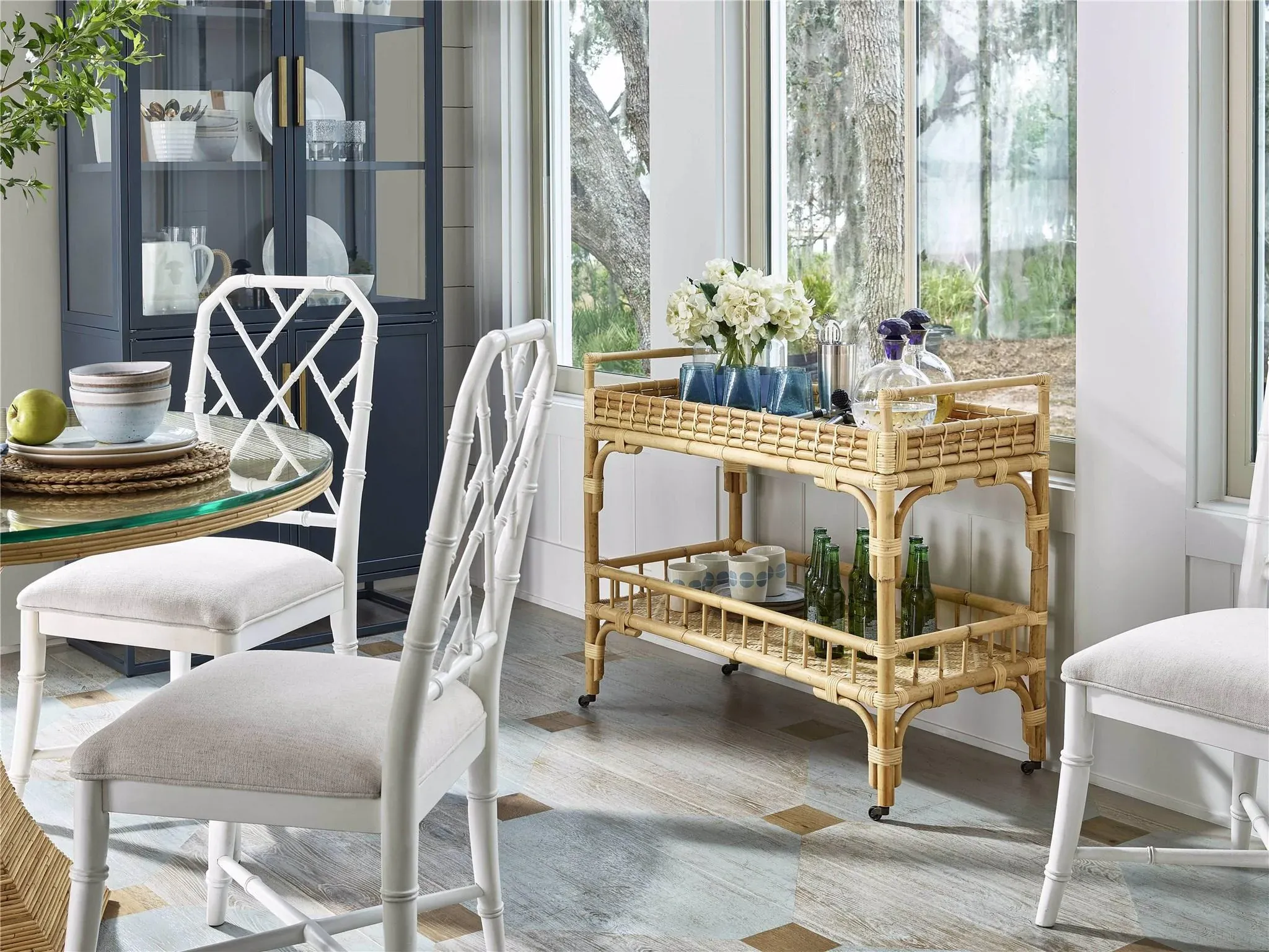 Wythe Home Shoreline Rattan Bar Cart - Thumbnail 2