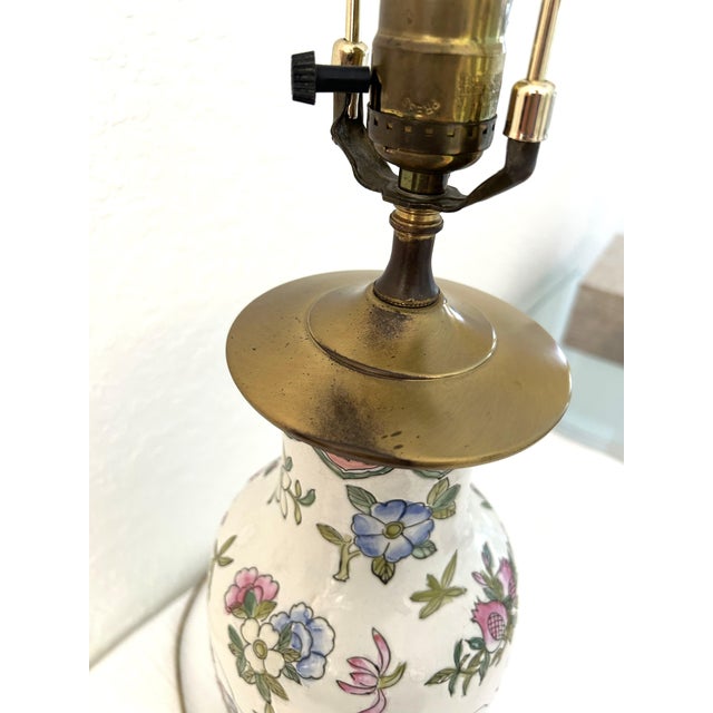Vintage Asian Botanical Ceramic Lamp For Sale - Image 10 of 10
