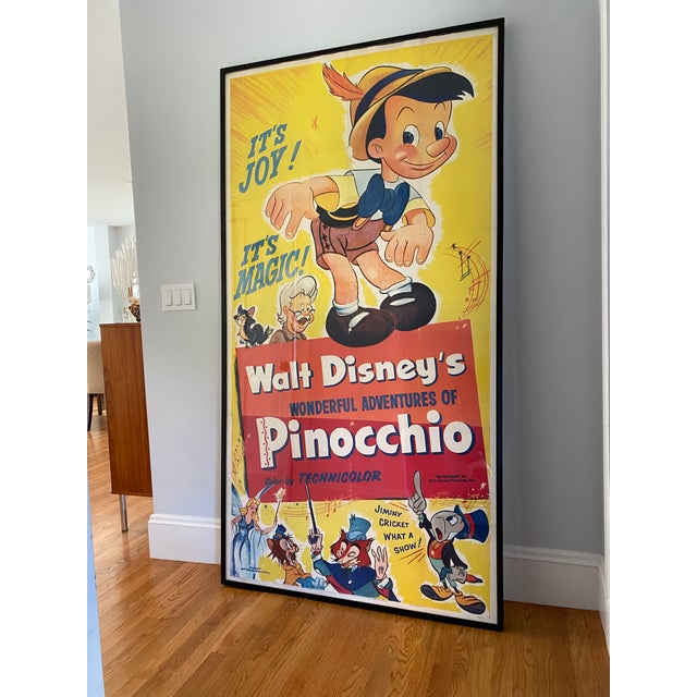 Plastic Huge Vintage Disney Poster 1954 Rko Release Pinocchio For Sale - Image 7 of 8