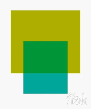 The Interaction of Green and Teal Fine Art Print 45" X 55" by Liz Roache