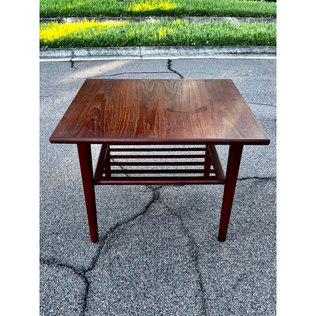 Mid-Century Modern Mid Century Danish Modern Side Table With Slatted Shelf For Sale - Image 3 of 12