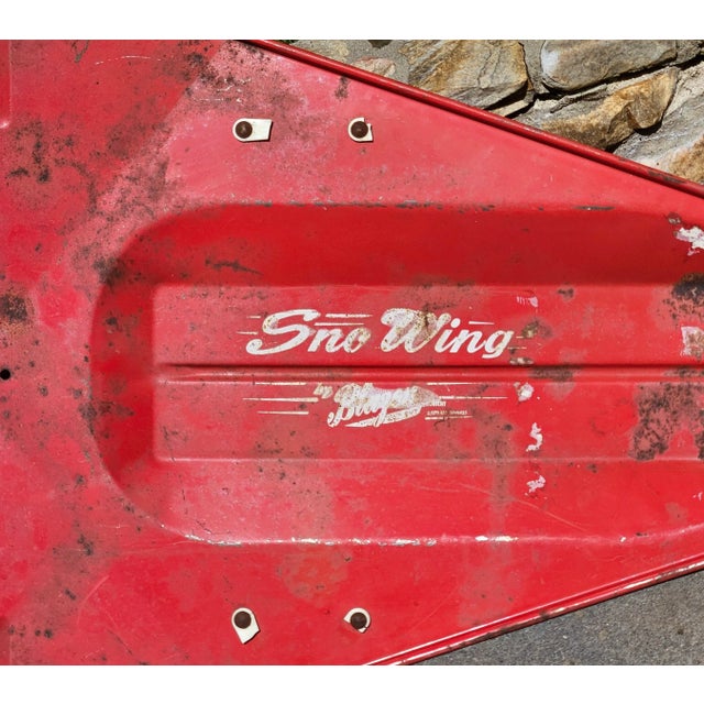 Vintage Blazon Red Sno-Wing Metal Sled For Sale - Image 4 of 11
