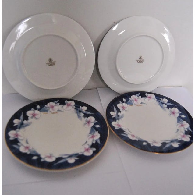 1970s Designer Cobalt Blue Porcelain Plates, Wedding Gift, Signed Yumi Katsura - Set of 4 For Sale - Image 5 of 12