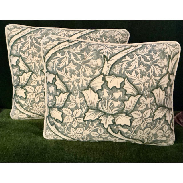 Pair of Small Chelsea Textiles Crewel Embroidered Green Throw Pillows For Sale - Image 12 of 12