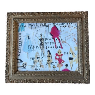 2026 Drawbertson Fashionista Repro Print in Vintage French Gold Frame For Sale